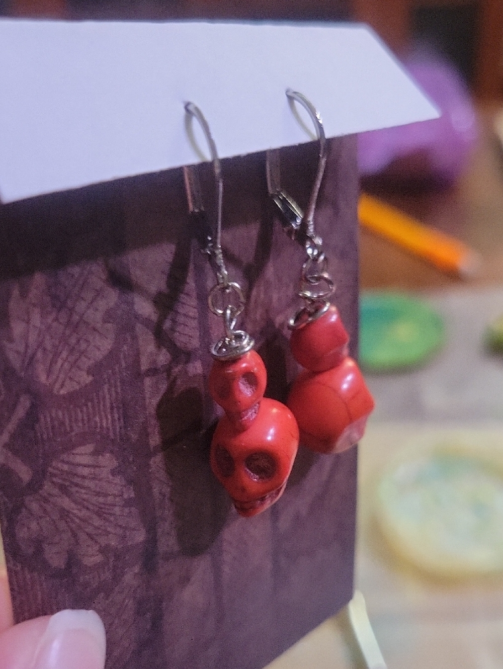 Red Skull Drop Earrings - Women Jewelry Earrings